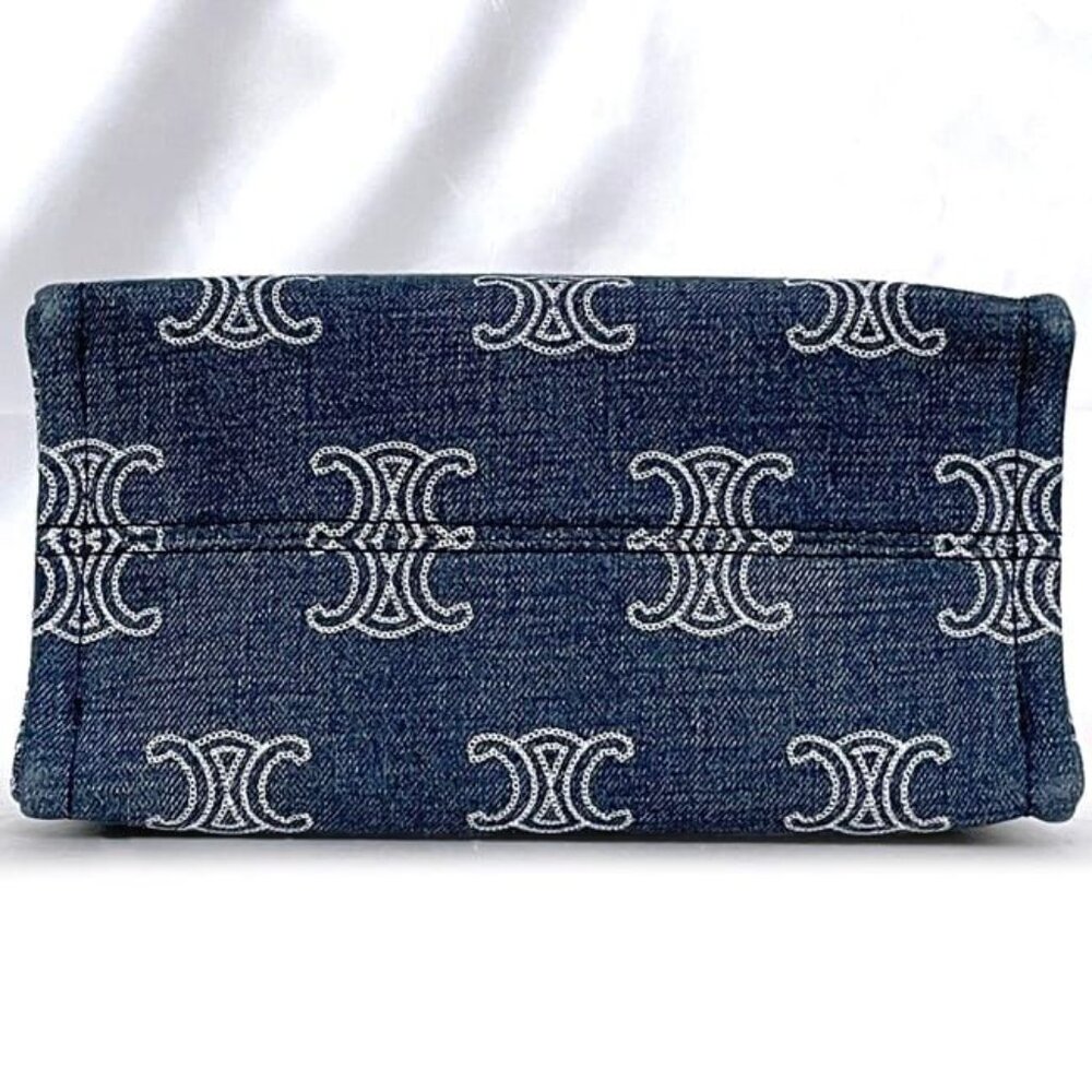 Celine 2-Way Bag Cabas Tice Blue Brown Triomphe - Picture 5 of 10